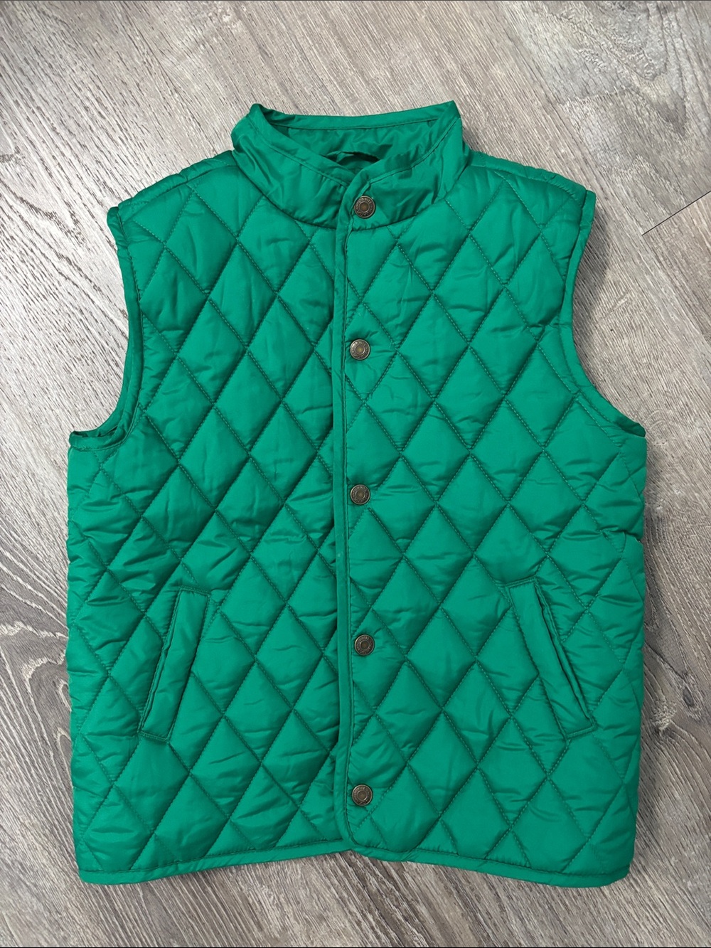 Janie and Jack Boys Highlands Green Quilted Vest Size 5 to 6 Buttons Pockets